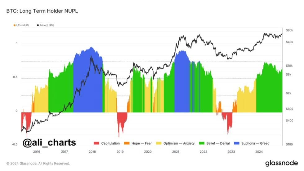 Long-Term Bitcoin Holders Aren’t Showing Sings Of Greed – Metrics Reveal A Bullish NUPL