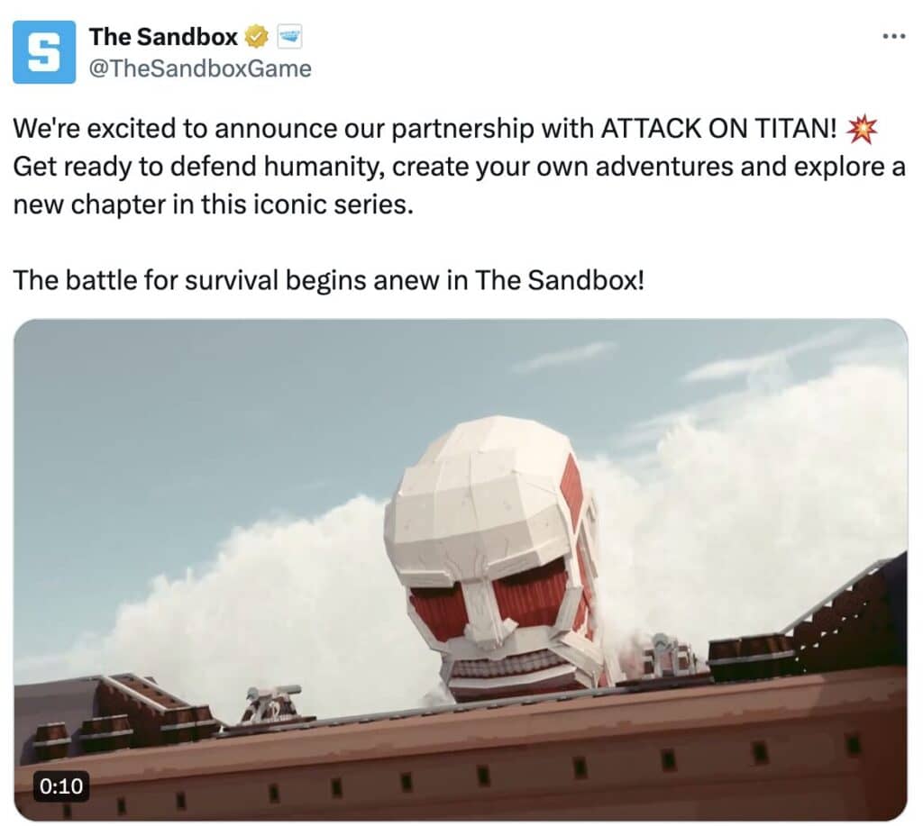 ‘Attack on Titan’ Lands in The Sandbox